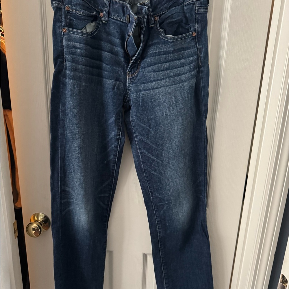 American Eagle Outfitters Dark Blue Straight Super Stretch Jeans